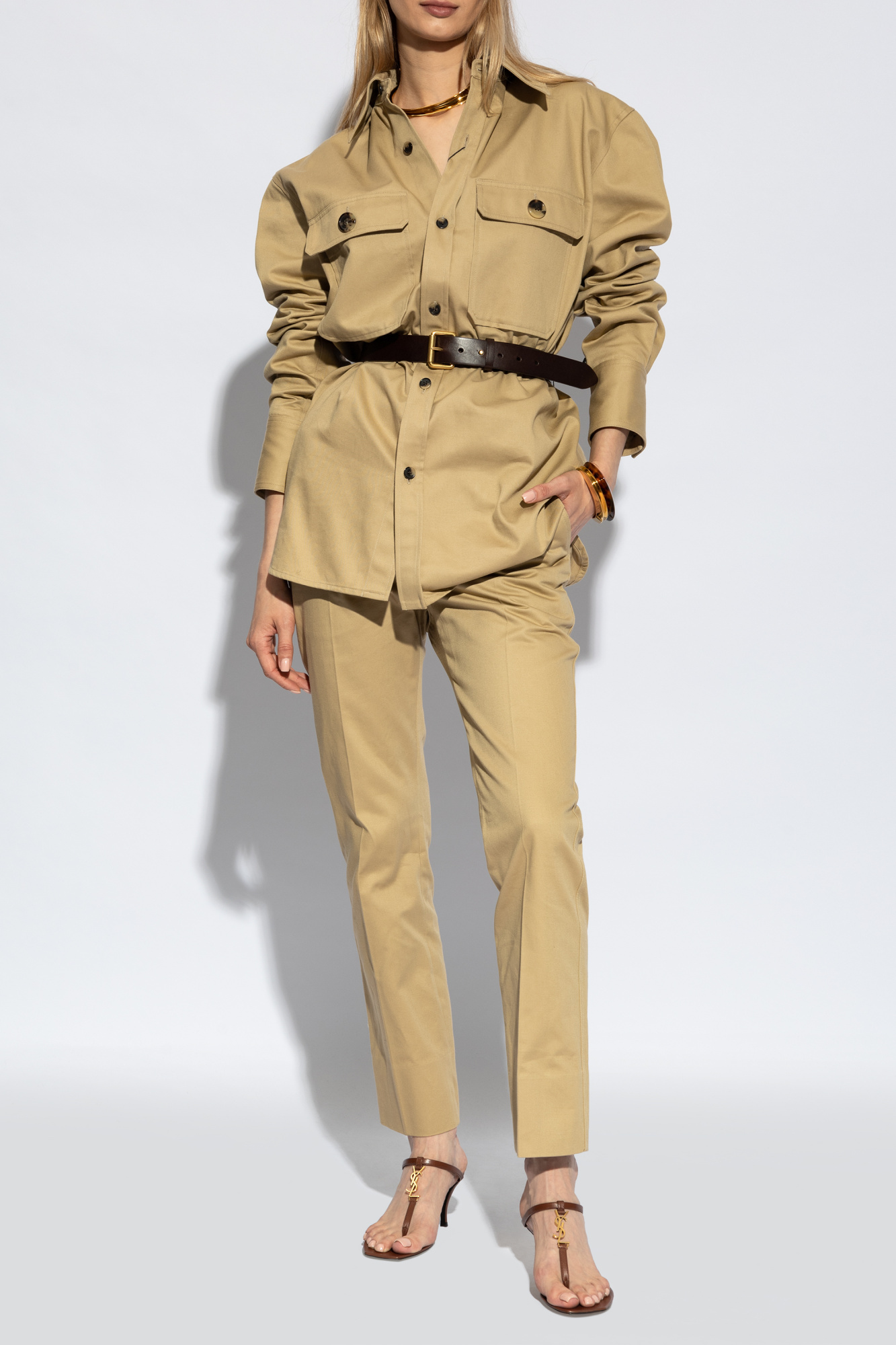 サンダル・ミュール Saint Laurent FW25 Sandals (785632 AADGZ2603) Brown Heeled Sandals 'Cassandra' Saint Laurent - Vitkac AS